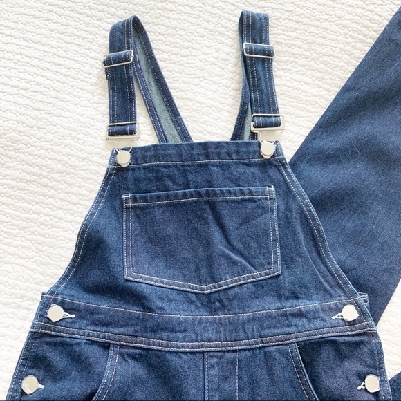 WEWOREWHAT Denim Basic Overalls Dark Wash - Picture 6 of 14